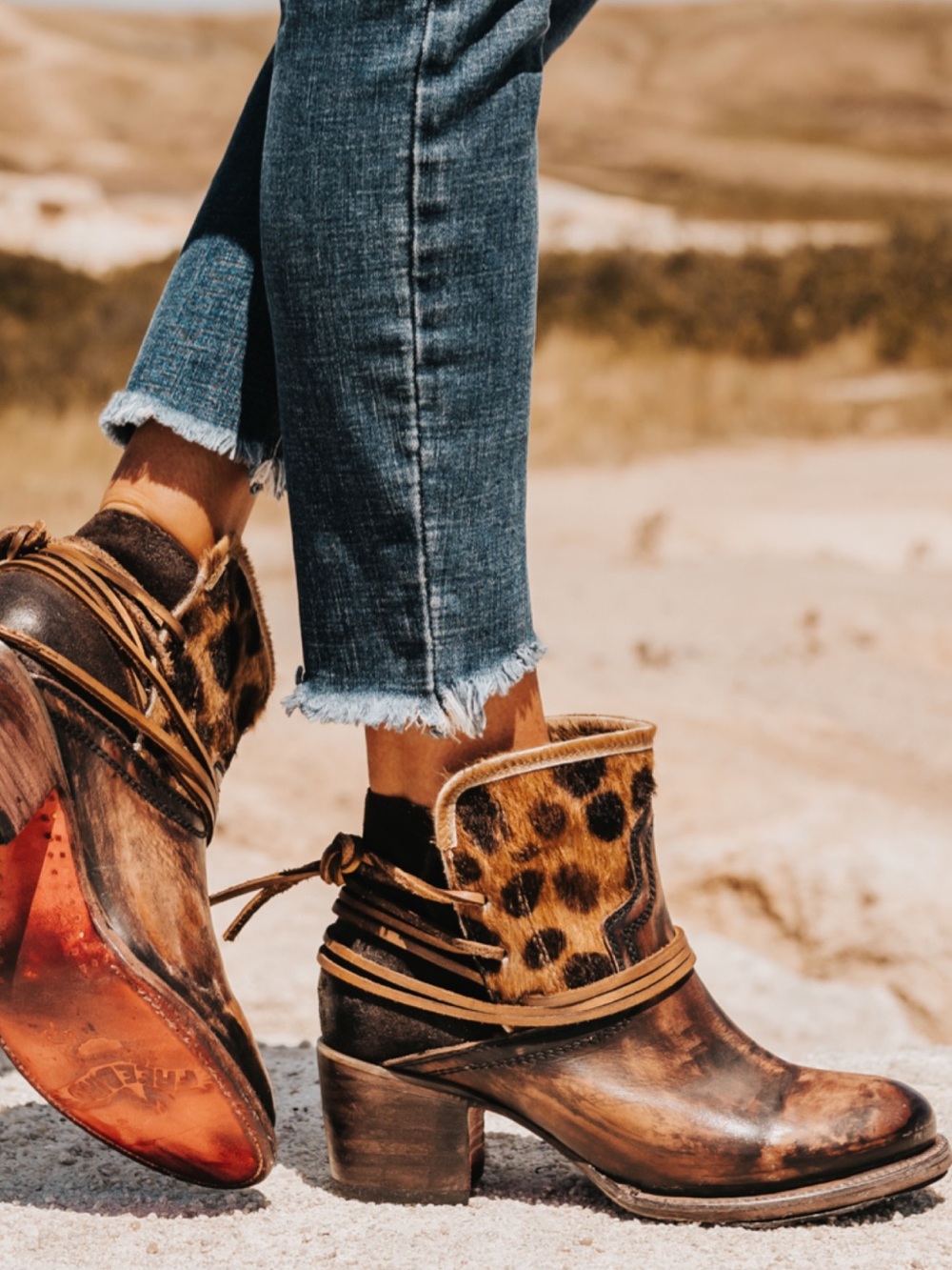 {FreeBird by Steven} Casey Distressed Leopard print Calf-Hair Boots
